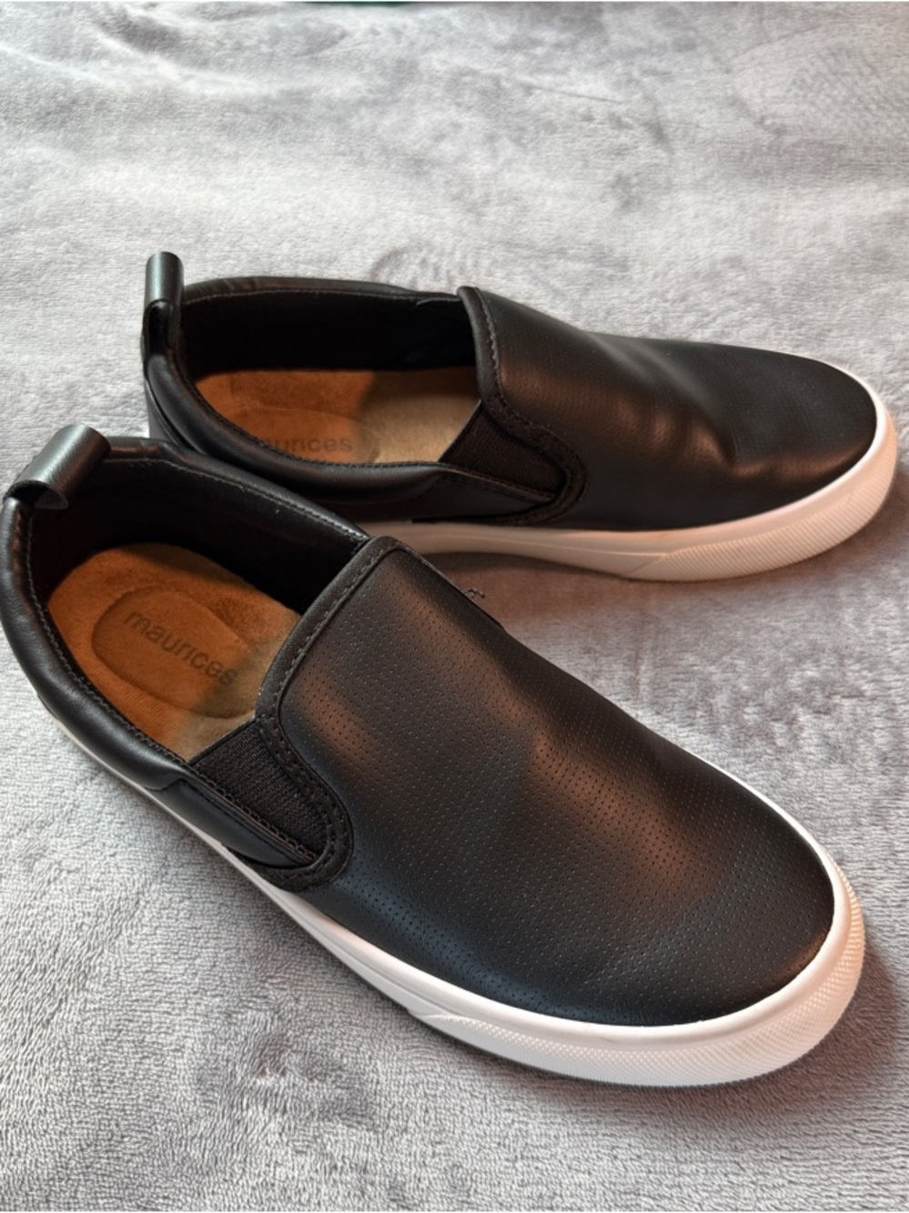 Maurices Black Slip-On Loafers with White Sole